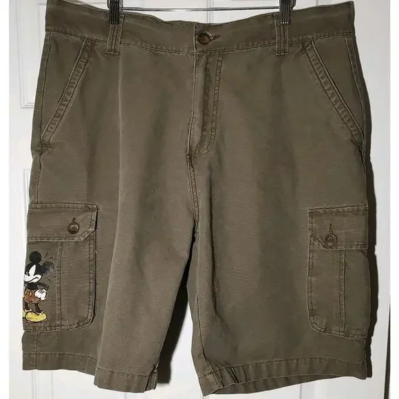 Men's Disney Store Angry Mickey Mouse Brown Cargo Shorts Size 38 - Picture 2 of 4